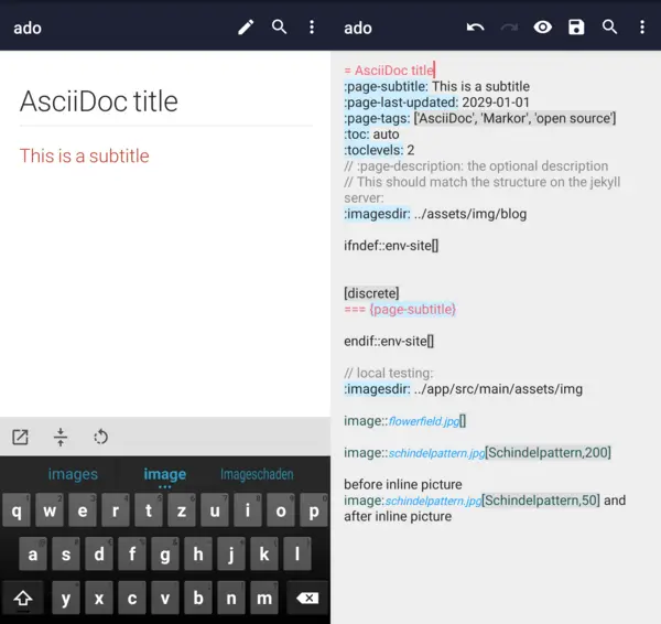 AsciiDoc 截图（Markor v2.11）