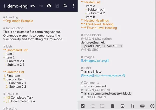 Org-Mode 编辑模式(Markor v2.11)